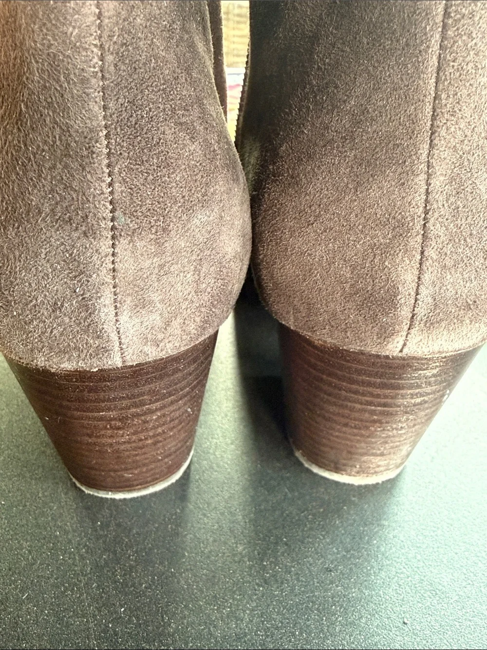 Lucky Brand Brown Suede Braided -Trim Ankle Booties